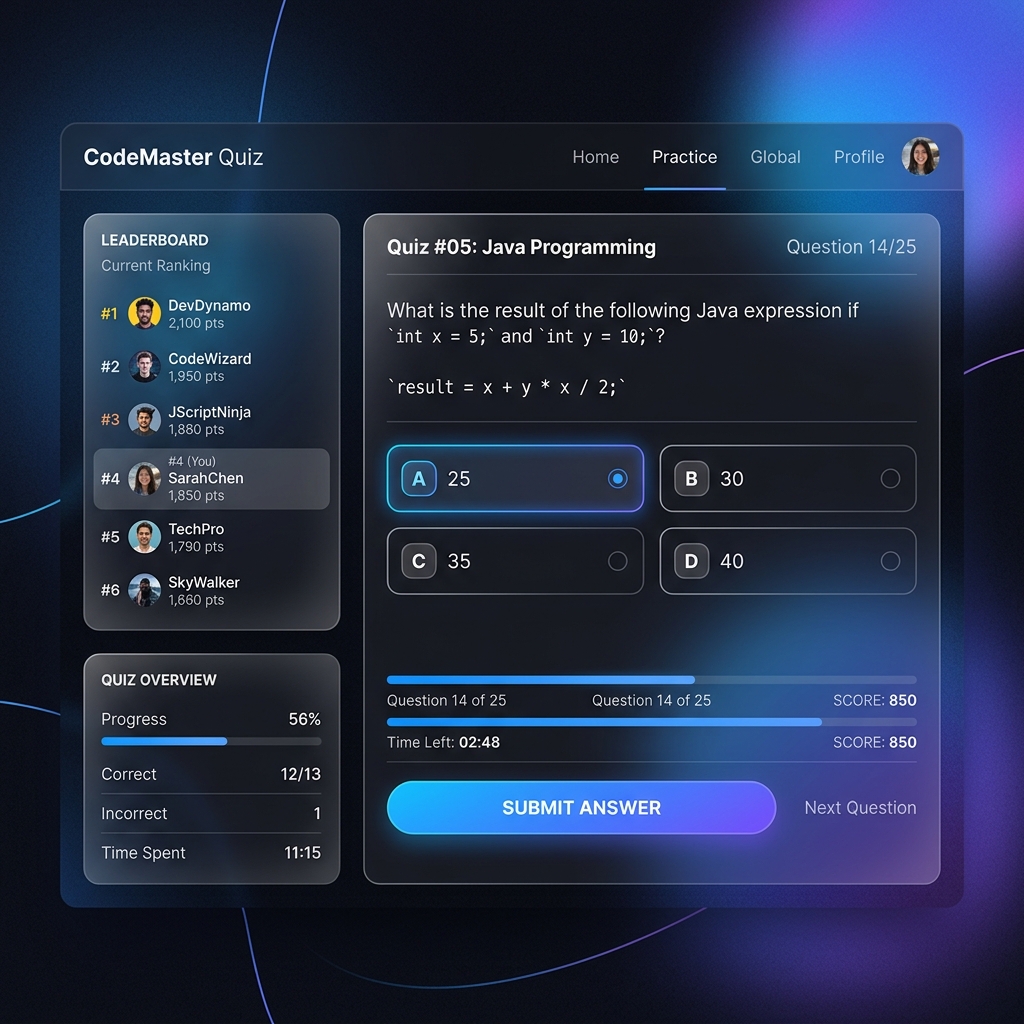 CS Web-Based Quiz Application Mockup